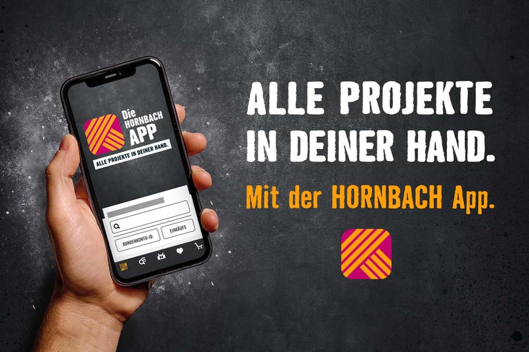 Smartphone mit der Hornbach App im Einsatz