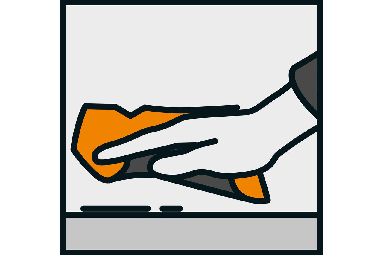 Symbol für eine Hand, die eine Oberfläche reinigt