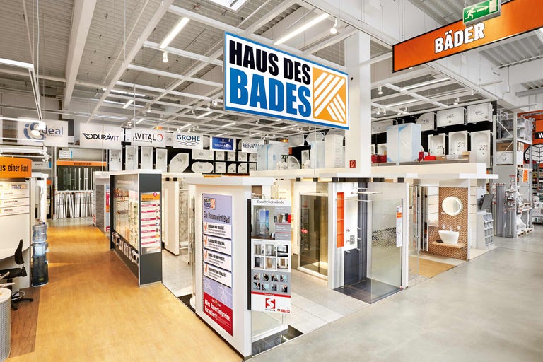 Übersicht des Sortiments im Bereich Badausstattung im Hornbach Markt.