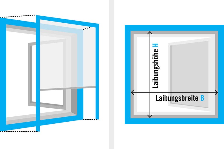 Illustration zur Messung der Fensterlaibung für die Fenstermontage
