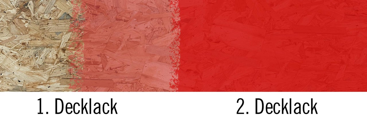 OSB-Platte mit Decklack in zwei Schichten