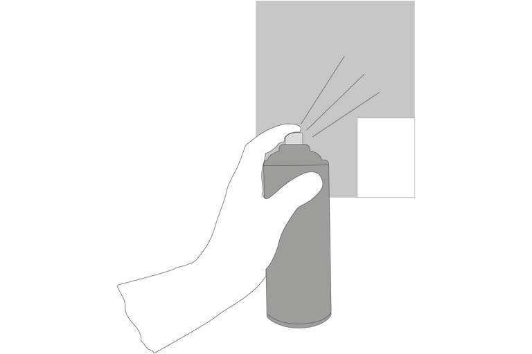 Hand sprüht Farbe aus einer Farbsprühdose