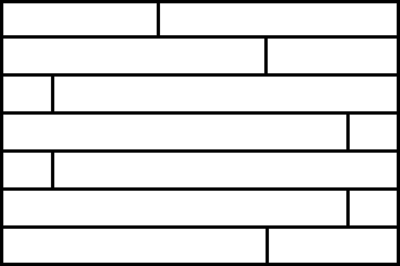 Schematische Darstellung eines Verlegemusters für Bodenbeläge.