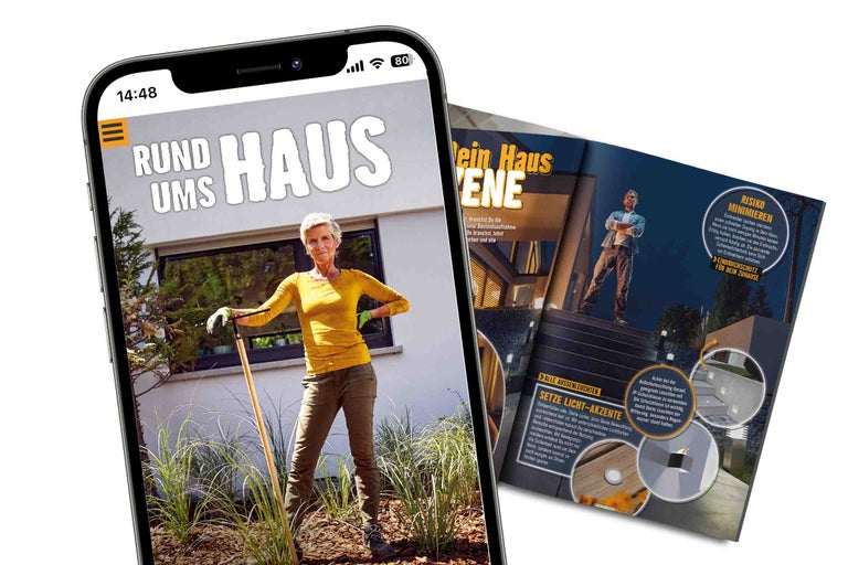 Smartphone zeigt Hornbach Magazin Rund ums Haus zum Thema Haus und Garten