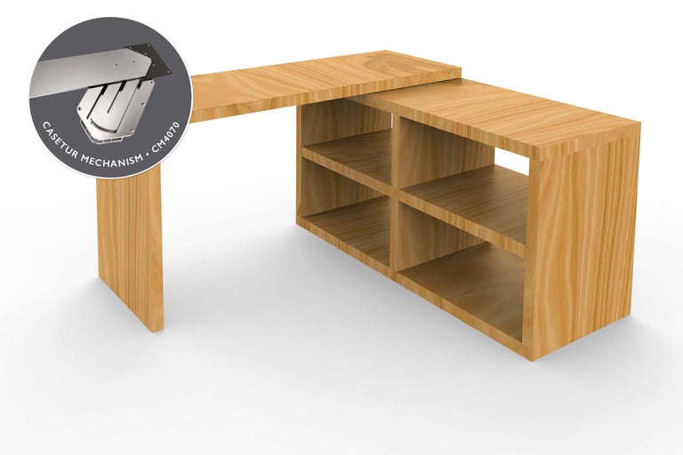 Holzschreibtisch mit Regalfächern und Drehmechanismus