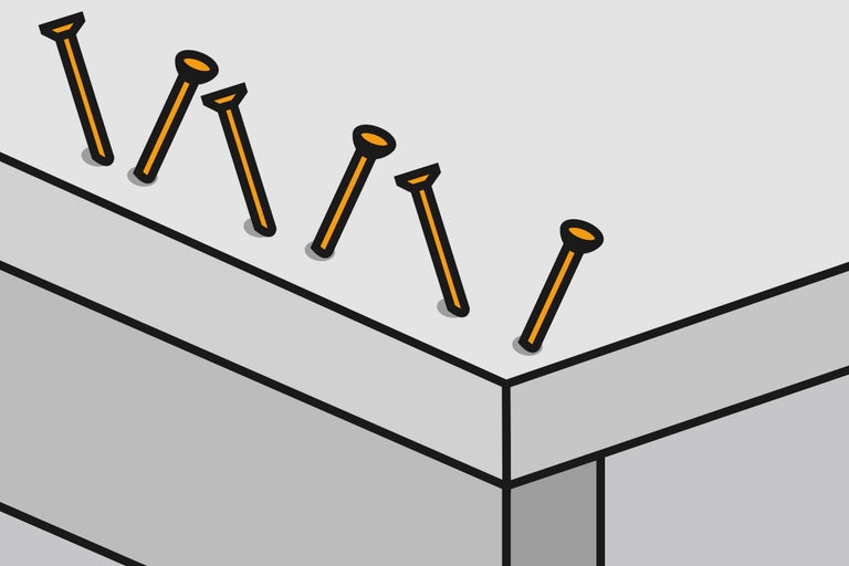 Illustration von eingeschlagenen Nägeln in Holz