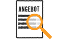Symbol für ein Angebot mit einer Lupe Symbol für ein Angebot mit einer Lupe