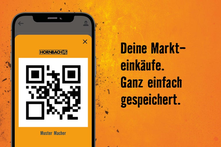 Smartphone-Display mit Hornbach App und QR-Code