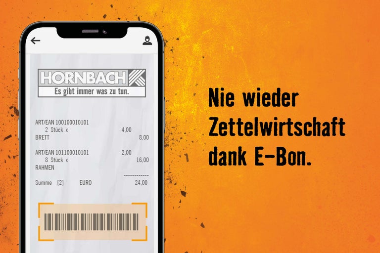 Smartphone mit Hornbach E-Bon Anzeige
