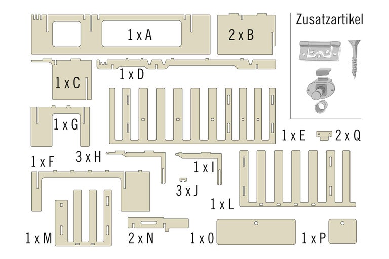 Einzelteile und Zubehör für ein Produkt