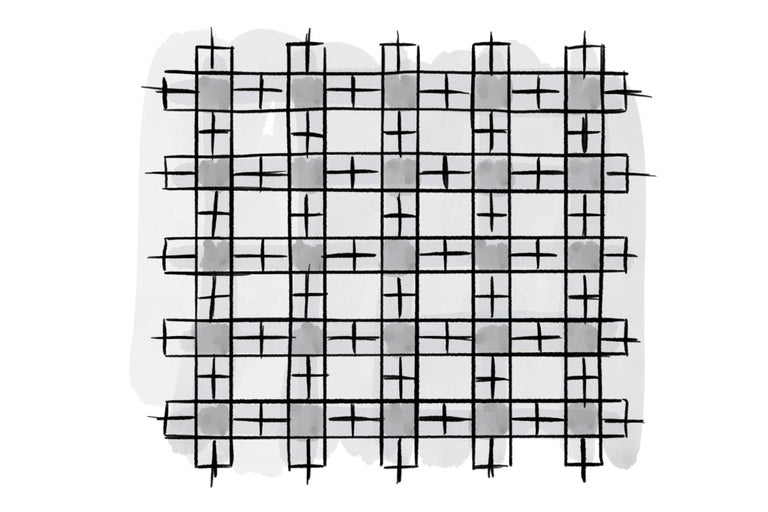 Illustration eines Gitternetzmusters mit schattierten Quadraten