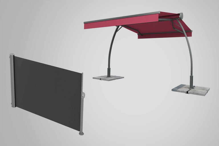 Seitenmarkise und Sonnenschirm für den Garten