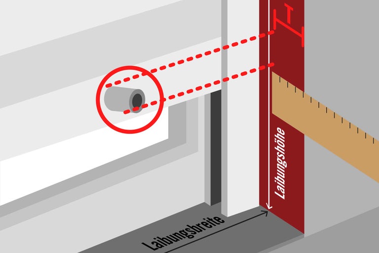 Grafik zur Messung von Fensterlaibungshöhe und -breite