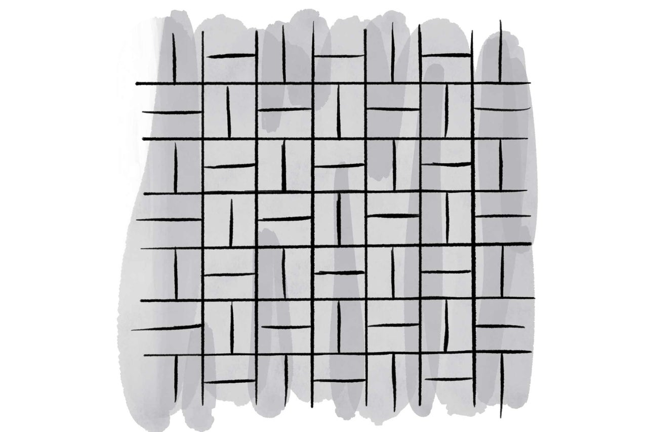 Abstrakte Darstellung eines Mauerwerks mit versetzten Steinen