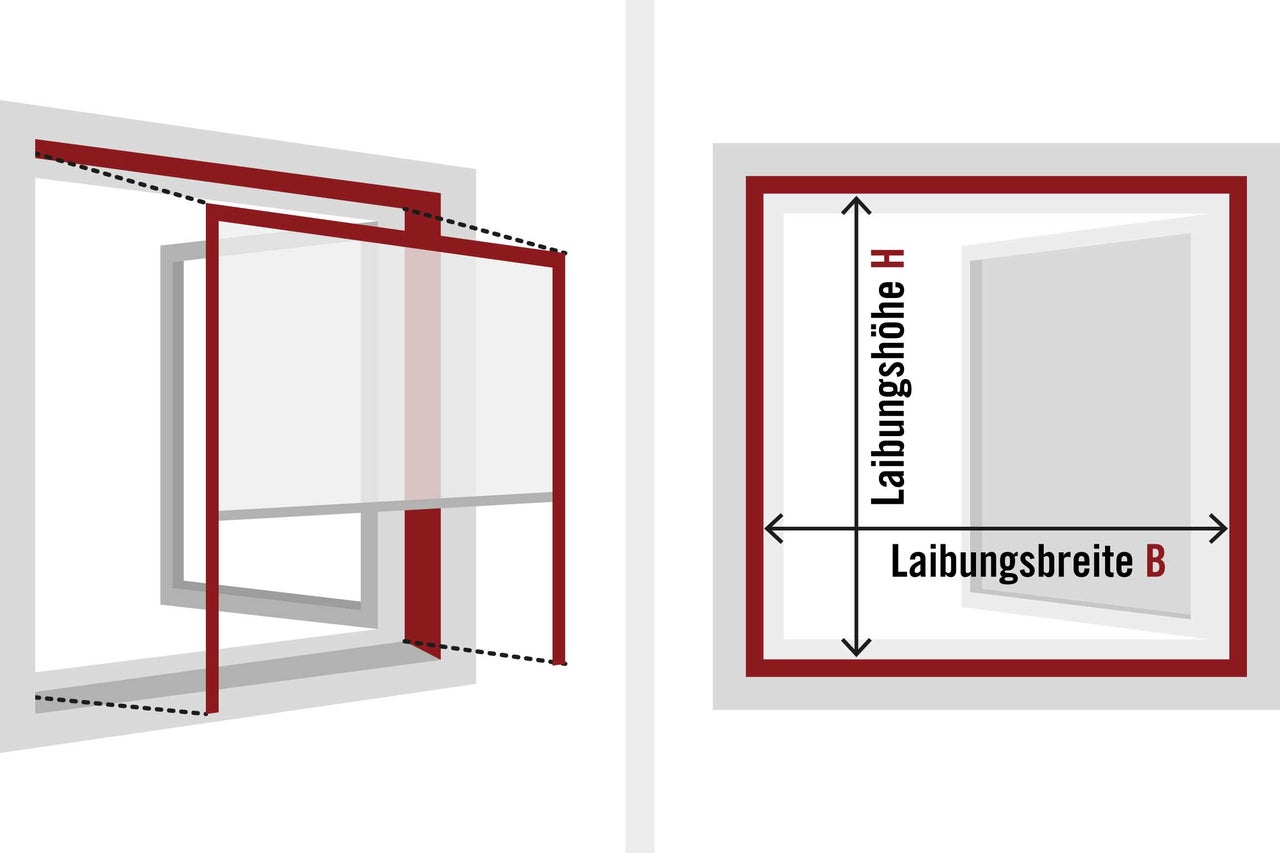 Illustration zur Messung von Fenster- und Türnischen für die Montage