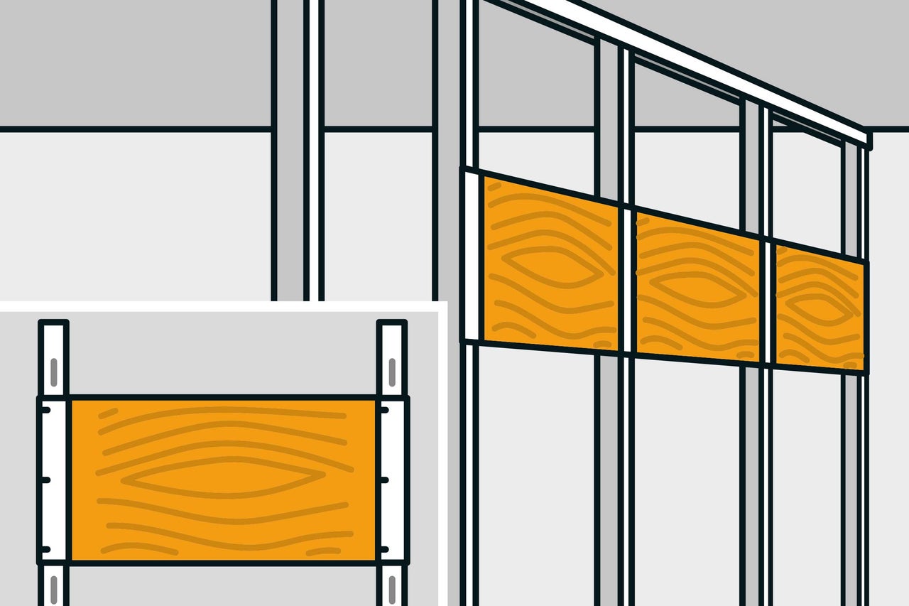 Illustration eines Wandaufbaus mit Holzpaneelen