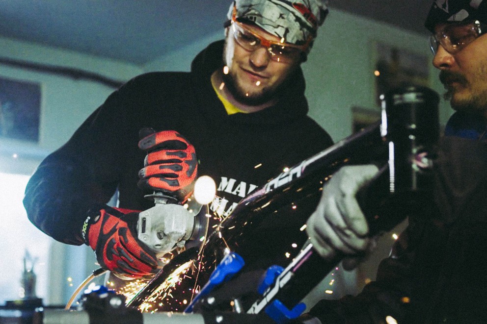 Mampfi und Marco von der Drift Trike Division Allgäu bauen Gefährte; Mampfi und Marco von der Drift Trike Division Allgäu bauen Gefährte;