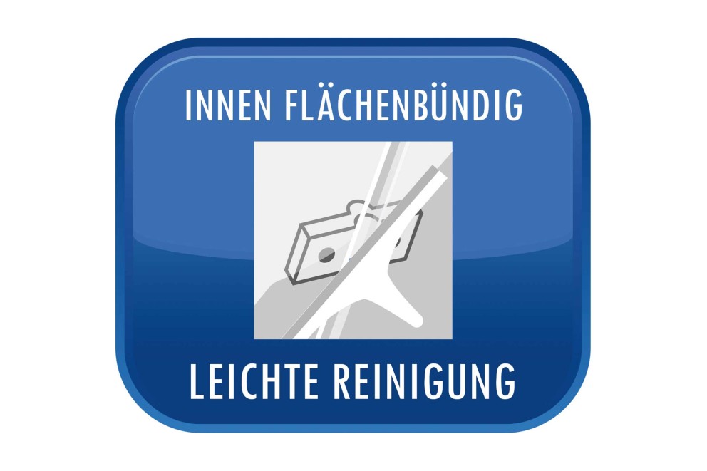 Symbol für innen flächenbündig und leichte Reinigung