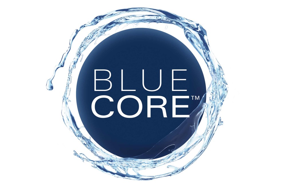 Blue Core Logo mit Wassereffekt