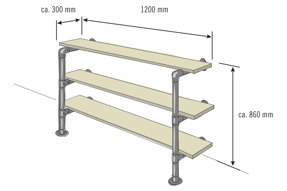 regal aus geruestrohren und holz selber bauen aufbaubeispiel regal aus geruestrohren und holz selber bauen aufbaubeispiel