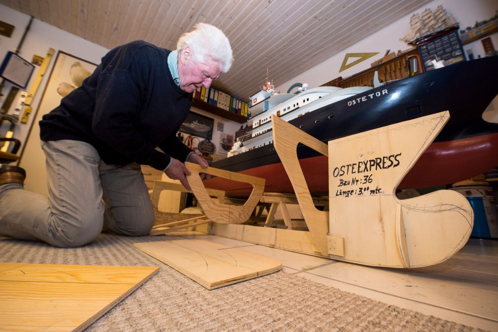 Ausgesägt: Spanten und die künftige Schiffsnase des „Osteexpress“.