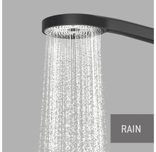 Schwarzer Duschkopf mit Regenfunktion