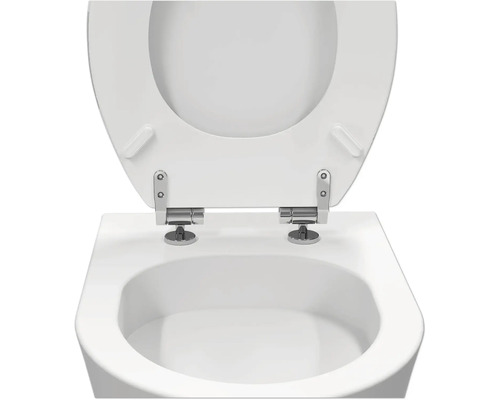 Weißer WC-Sitz mit geöffnetem Deckel