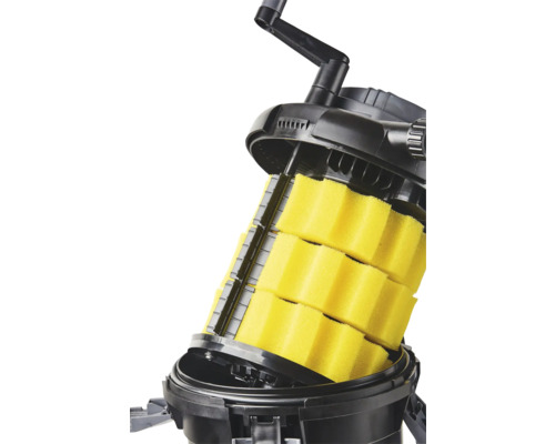 Aquariumfilter mit Reinigungskurbel und Filterschwamm