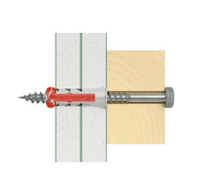 Fischer Dübel mit Schraube in Wand und Holz