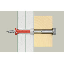Fischer Dübel mit Schraube in Wand und Holz