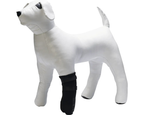 Weißer Hunde-Dummy mit schwarzer Beinbandage