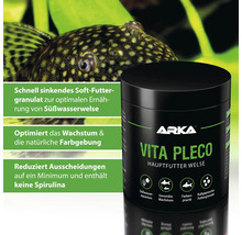 Arka Vita Pleco Hauptfutter Welse Dose mit Wels im Hintergrund