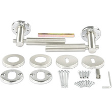 Türbeschlag-Set mit Türgriffen, Rosetten, Schrauben und Zubehör