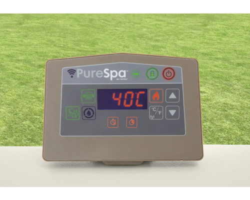 PureSpa Bedienfeld mit Anzeige von 40 Grad Celsius