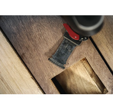 Bosch Logo. Multifunktionswerkzeug mit Sägeblatt zum Sägen von Holz