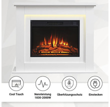 Elektrischer Kamin mit Cool-Touch-Funktion, Nennleistung 1830 bis 2000 Watt und Überhitzungsschutz