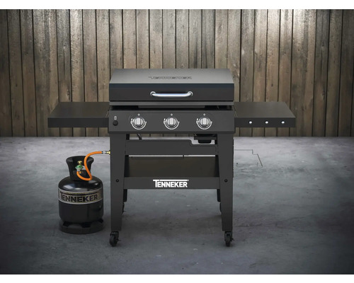 Tenkerker Gasgrill mit Seitenablagen und Gasflasche