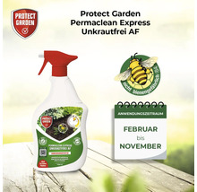 Protect Garden Permaclean Express Unkrautfrei AF mit Anwendungszeitraum von Februar bis November und dem Hinweis, dass es nicht bienengefährlich ist.