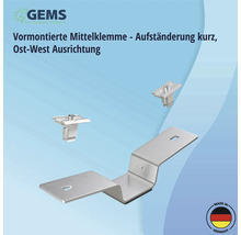 Vormontierte Mittelklemme und Aufständerung für Ost-West Ausrichtung für Photovoltaikanlagen