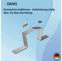 Vormontierte Endklemme für mittige Aufständerung oben, Ost-West Ausrichtung