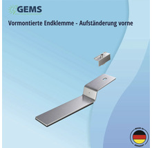 Vormontierte Endklemme für Solarmodule mit Aufständerung vorne
