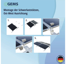 Anleitung zur Montage von Schwerlaststützen mit Ost-West Ausrichtung für Solarmodule