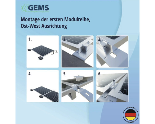Anleitung zur Montage der ersten Modulreihe mit Ost-West Ausrichtung für Photovoltaikanlagen