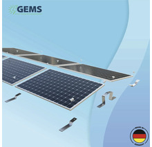 Solarpanel-Montagesystem mit GEMS Logo und Made in Germany Siegel
