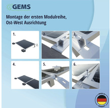 Anleitung zur Montage der ersten Modulreihe einer Photovoltaikanlage mit Ost-West Ausrichtung