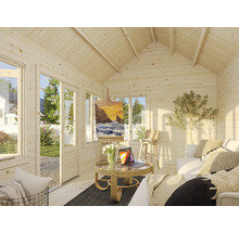 Gartenhaus Palmako Claudia 11,5 m² inkl. Fußboden 444 x 354 cm hellgrau-weiß