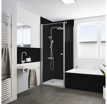 Modernes Badezimmer mit Duschkabine, Waschbecken und Handtuchwärmer für ein stilvolles Ambiente.