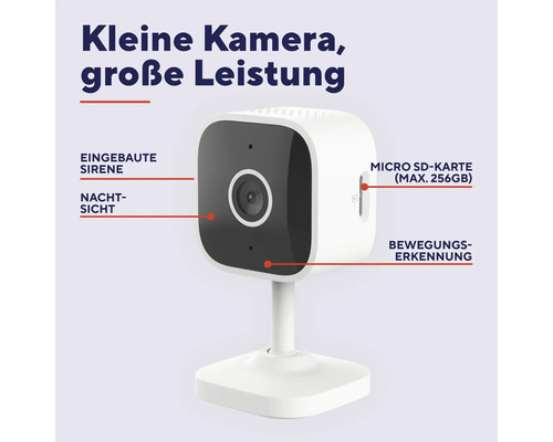 Weiße Überwachungskamera mit Nachtsichtfunktion und Bewegungserkennung