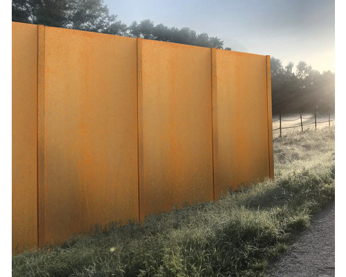 Zaunset palatino Spaceline zum Einbetonieren 540 x 180 cm Corten Rostfarbener Sichtschutzzaun aus Stahl im Garten