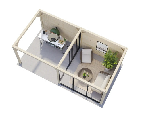 Moderne Gartenlounge mit Grillplatz und Sitzecke